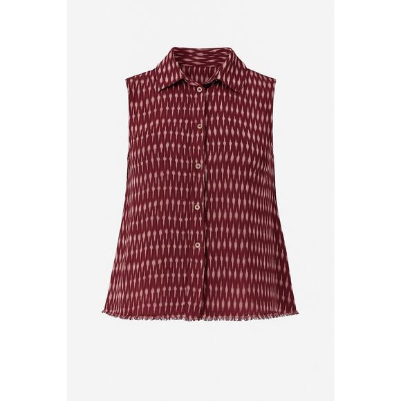 6 for $20 MADEWELL Maroon red cotton sleeveless frayed hem top S - Picture 1 of 7